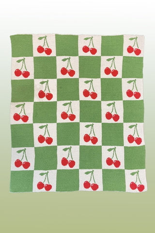 Cherry & Green Checkered Novelty Blanket - 1985 the VAULT Boutique