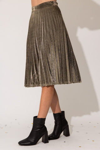 Lurex Fabric Pleated Midi Skirt - 1985 the VAULT Boutique