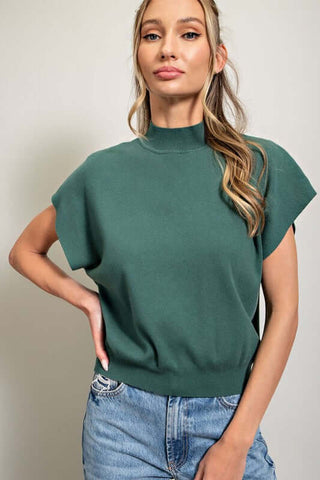 Mock Neck Short Sleeve Top - 1985 the VAULT Boutique