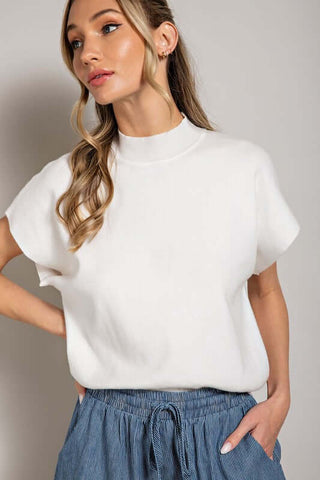 Mock Neck Short Sleeve Top - 1985 the VAULT Boutique