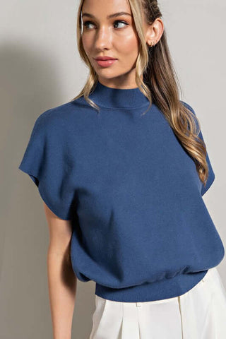 Mock Neck Short Sleeve Top - 1985 the VAULT Boutique