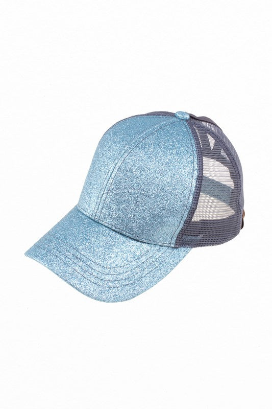 CC Brand Glitter Trucker Ponytail Cap - 1985 the VAULT Boutique