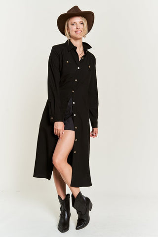 SOLID BUTTON DOWN BELTED LONG DRESS - 1985 the VAULT Boutique