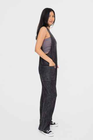 Mono B Mineral-Washed V Neck Overalls with Pockets - 1985 the VAULT Boutique