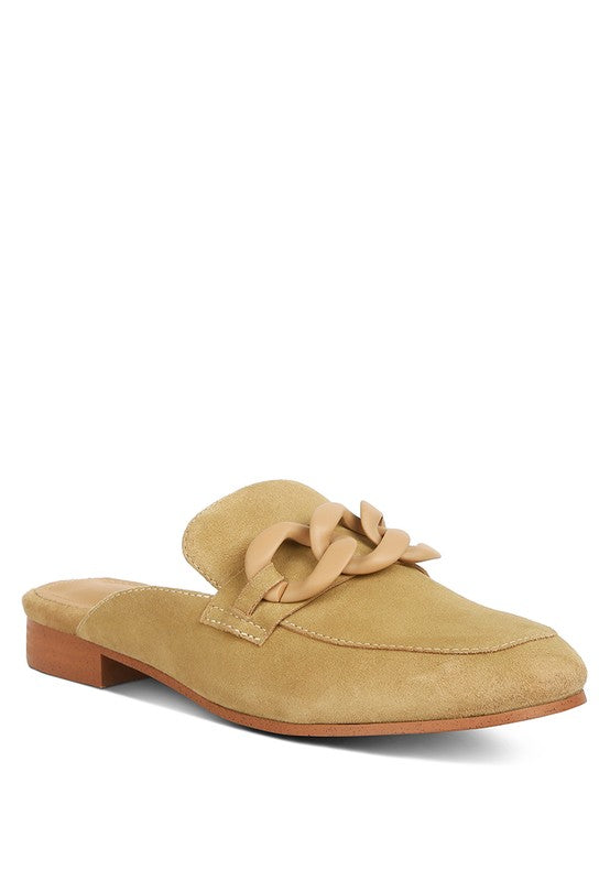 Krizia Chunky Chain Suede Slip On Loafers - 1985 the VAULT Boutique