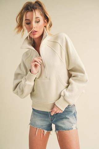 Dove Funnel Neck Half Zip - 1985 the VAULT Boutique