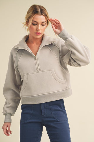 Dove Funnel Neck Half Zip - 1985 the VAULT Boutique