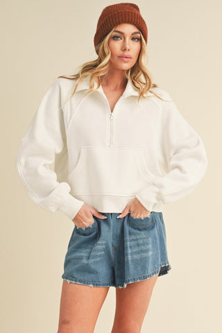 Dove Funnel Neck Half Zip - 1985 the VAULT Boutique