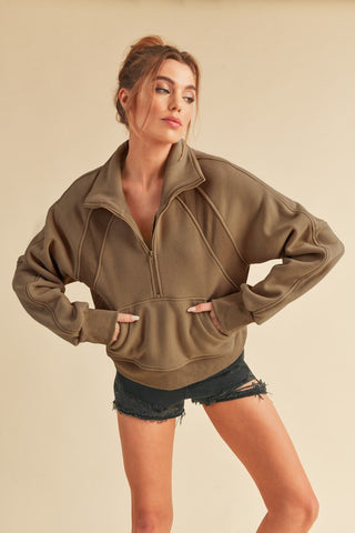 Dove Funnel Neck Half Zip - 1985 the VAULT Boutique