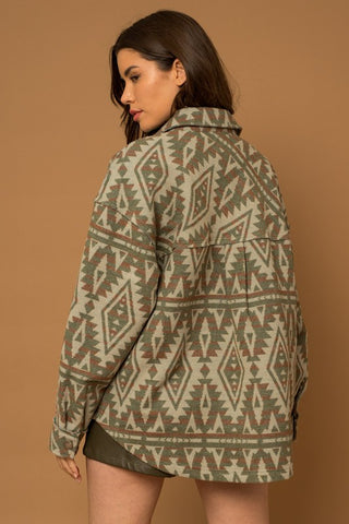 3D Pocket Aztec Print Shacket - 1985 the VAULT Boutique