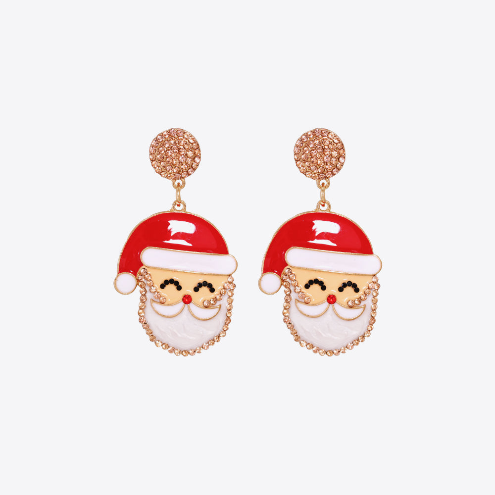 Rhinestone Alloy Santa Earrings - 1985 the VAULT Boutique