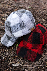 CC Brand Buffalo Plaid Checkered Pattern Sherpa Cap - 1985 the VAULT Boutique