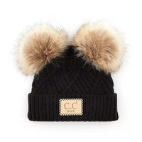 CC Brand Baby Double Pom Criss-Cross Pattern Beanie - 1985 the VAULT Boutique