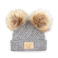 CC Brand Baby Double Pom Criss-Cross Pattern Beanie - 1985 the VAULT Boutique