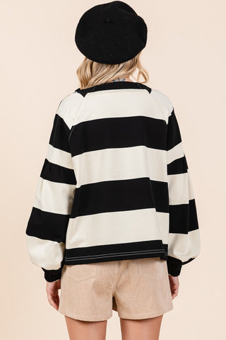 Mittoshop Striped Snap Shoulder Long Sleeve T-Shirt - 1985 the VAULT Boutique