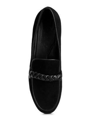 Echo Suede Leather Braided Detail Loafers - 1985 the VAULT Boutique