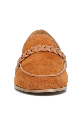 Echo Suede Leather Braided Detail Loafers - 1985 the VAULT Boutique