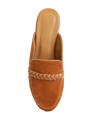 Lavinia Suede Leather Braided Detail Mules - 1985 the VAULT Boutique