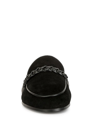 Lavinia Suede Leather Braided Detail Mules - 1985 the VAULT Boutique