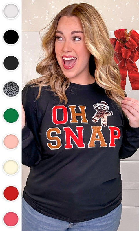 Soft Ideal Chenille Oh Snap Graphic Long Sleeve