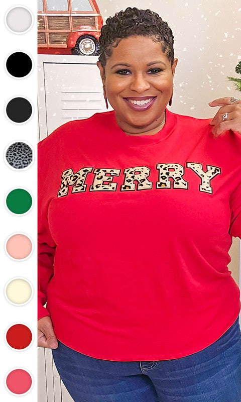 Leopard Ideal Chenille Merry Long Sleeve T-Shirt