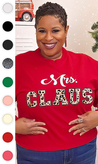 Leopard Ideal Chenille Mrs. Claus Long Sleeve Tee - 1985 the VAULT Boutique