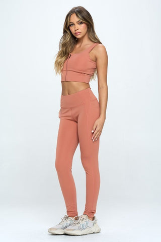 Zip Up Crop Sports Tank Top Set - 1985 the VAULT Boutique