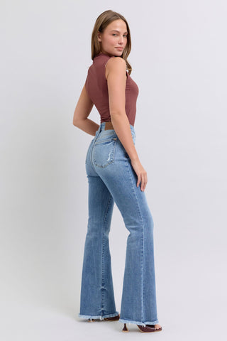 Judy Blue Full Size Raw Hem High Rise Bootcut Jeans - 1985 the VAULT Boutique