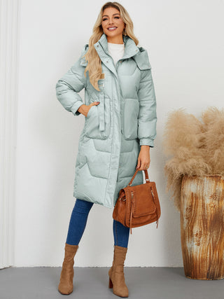 Long Sleeve Longline Hooded Winter Coat - 1985 the VAULT Boutique