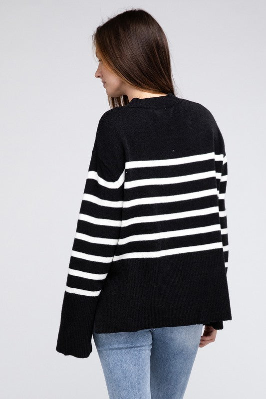 Ribbed Hem Stripe Sweater - 1985 the VAULT Boutique