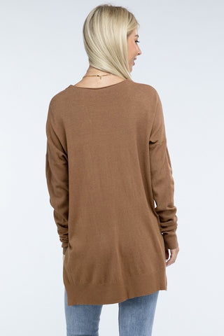 Hi-Low Hem Basic Front Seam Sweater - 1985 the VAULT Boutique