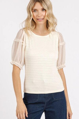 Mittoshop Frill Round Neck Half Sleeve Blouse - 1985 the VAULT Boutique