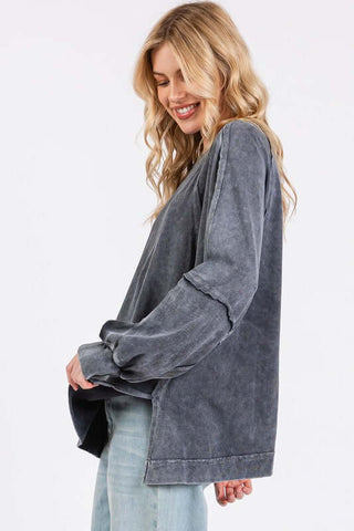 Mittoshop Mineral Wash Raglan Long Sleeve Oversized Top - 1985 the VAULT Boutique