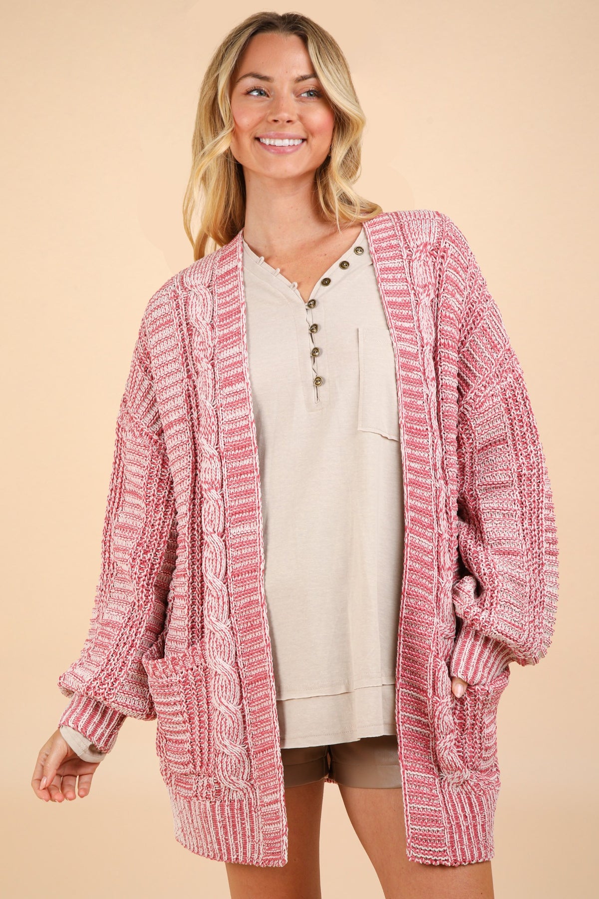 VERY J Cable Knit Open Front Cardigan - 1985 the VAULT Boutique