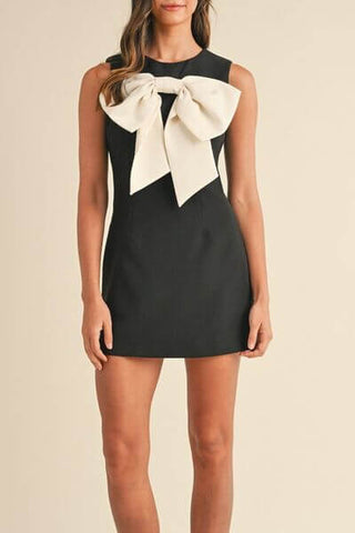 Bow Contrast Sleeveless Mini Dress - 1985 the VAULT Boutique