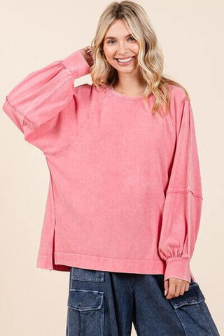 Mittoshop Mineral Wash Raglan Long Sleeve Oversized Top - 1985 the VAULT Boutique