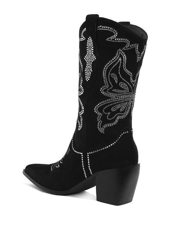 Latafa Rhinestones Embellished Cowgirl Boots - 1985 the VAULT Boutique