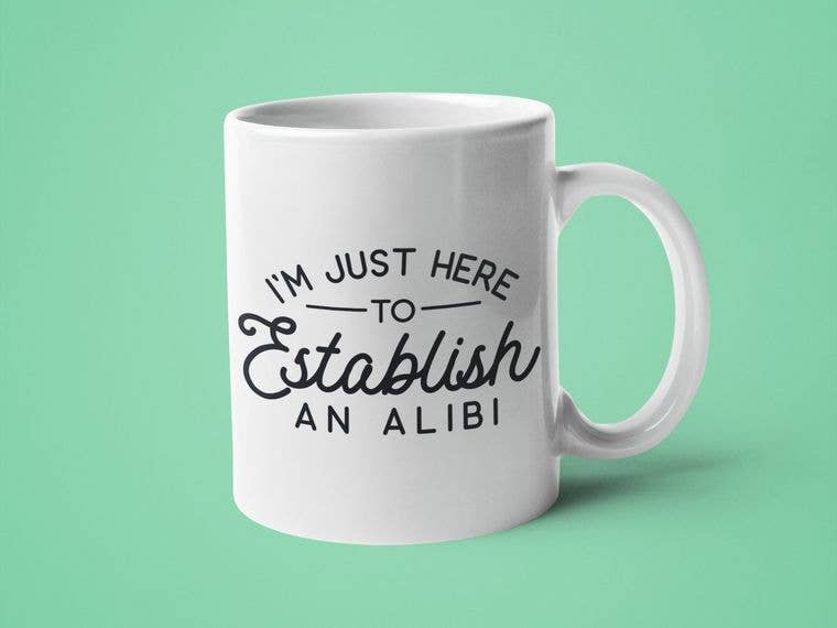I'm Just Here to Establish an Alibi Mug