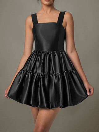 Ruched Square Neck Wide Strap Mini Dress - 1985 the VAULT Boutique