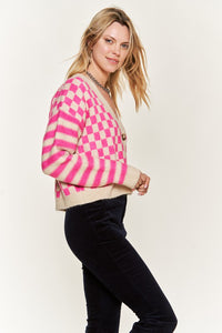 Contrast pattern sweater cardigan - 1985 the VAULT Boutique