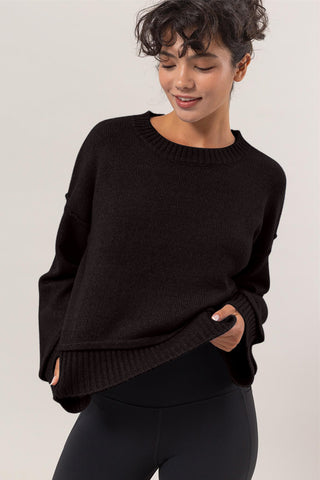 HYFVE Round Neck Dropped Shoulder Ribbed Sweater - 1985 the VAULT Boutique