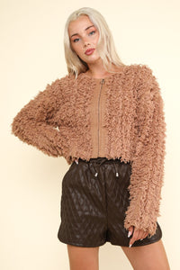 VERY J Shaggy Yarn Knit Zip Up Jacket - 1985 the VAULT Boutique