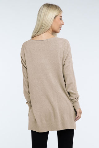 Hi-Low Hem Basic Front Seam Sweater - 1985 the VAULT Boutique