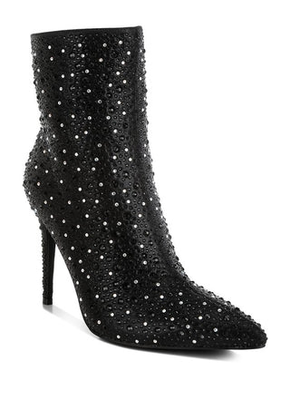 Lobelia Rhinestones Embellished Stiletto Boots - 1985 the VAULT Boutique