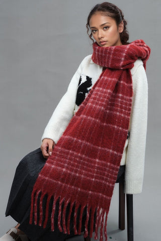 Fringe Plaid Thermal Scarf - 1985 the VAULT Boutique