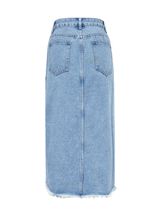 Raw Hem Slit Midi Denim Skirt - 1985 the VAULT Boutique