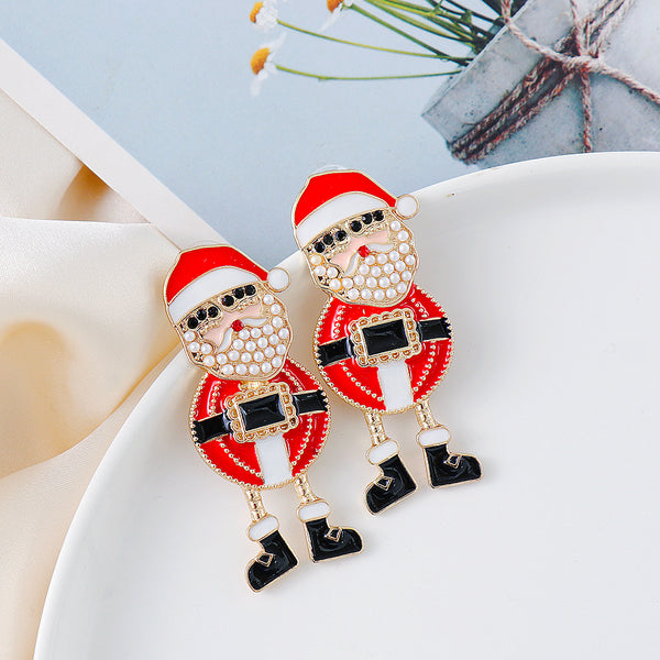 Rhinestone Alloy Santa Earrings - 1985 the VAULT Boutique