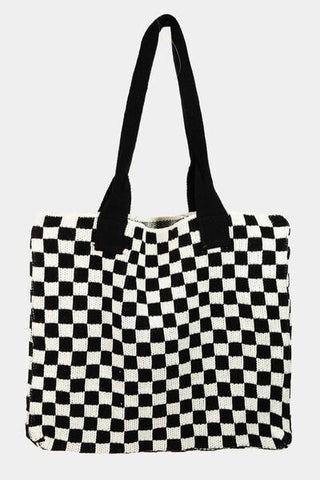 Fame Checkered Pattern Tote Bag - 1985 the VAULT Boutique