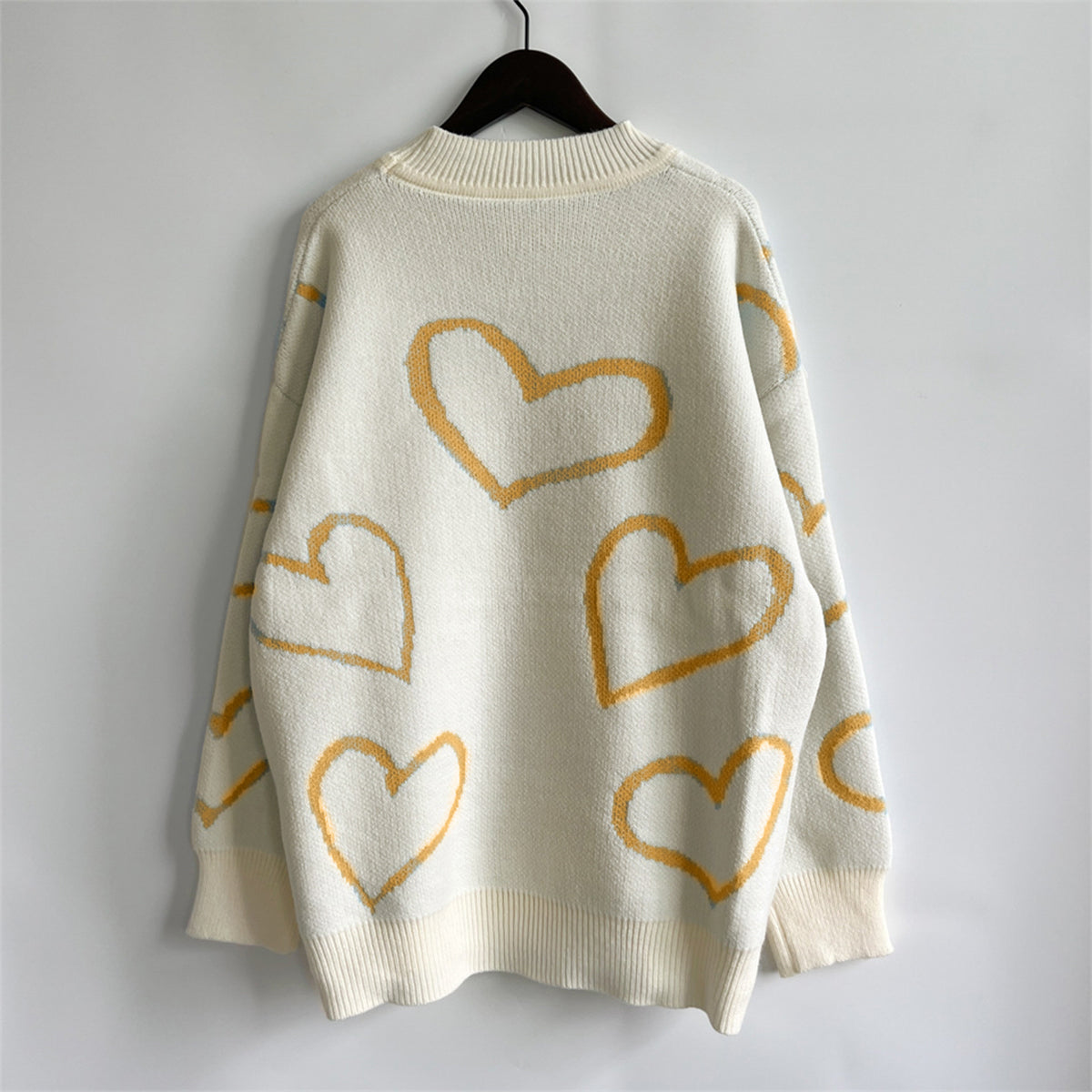 Heart Pattern Long Sleeve Sweater - 1985 the VAULT Boutique