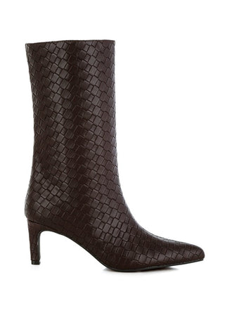 Mentha Woven Faux Leather Boots - 1985 the VAULT Boutique